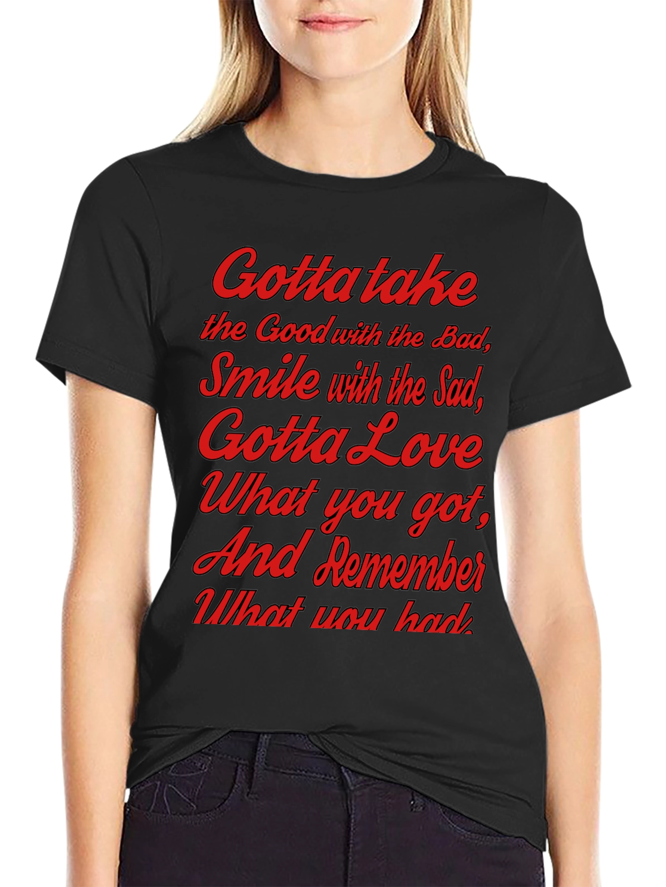 Inspirational Phrase Graphic Tee - Black