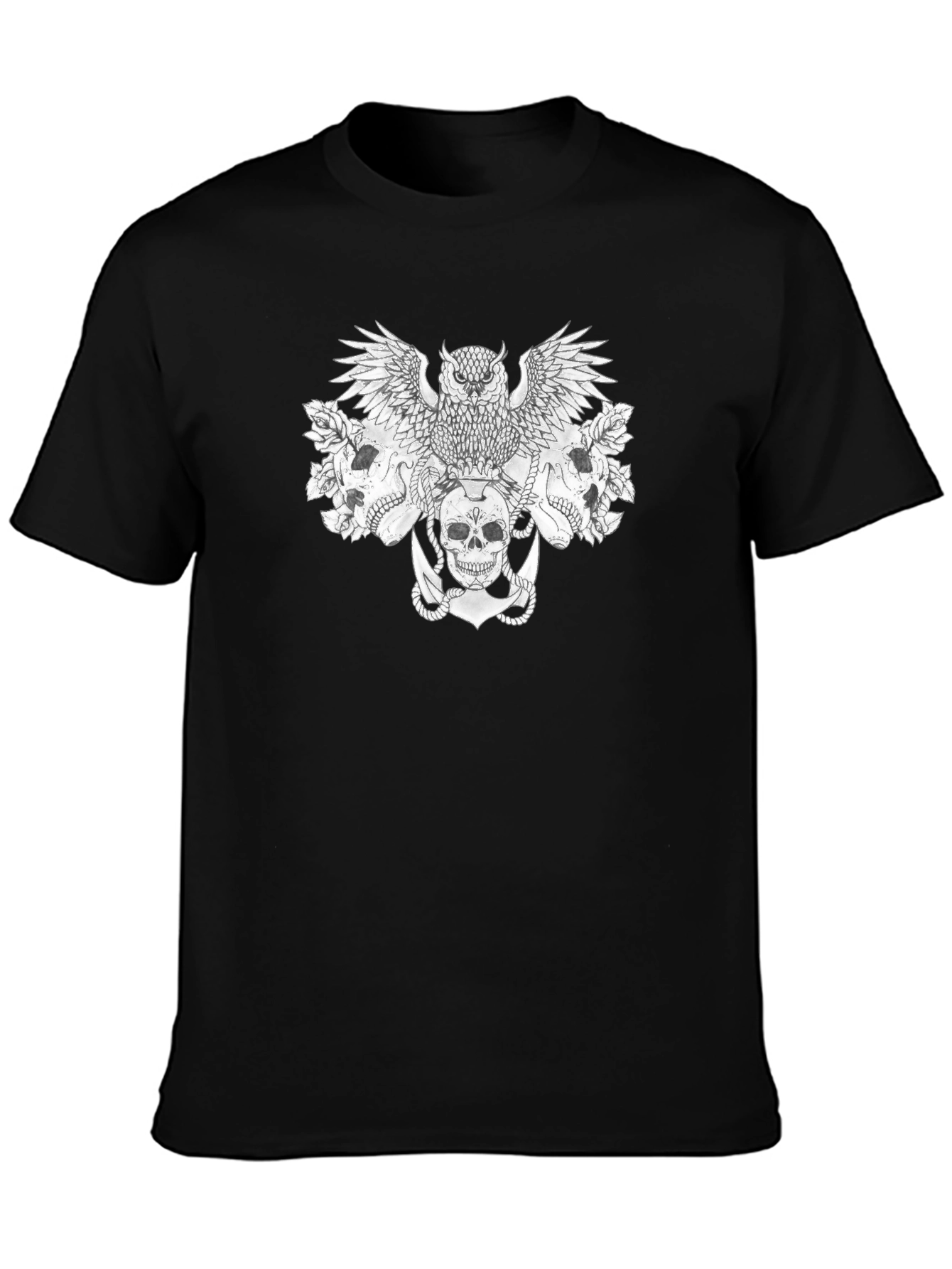 Skull & Owl Graphic Black Tee
