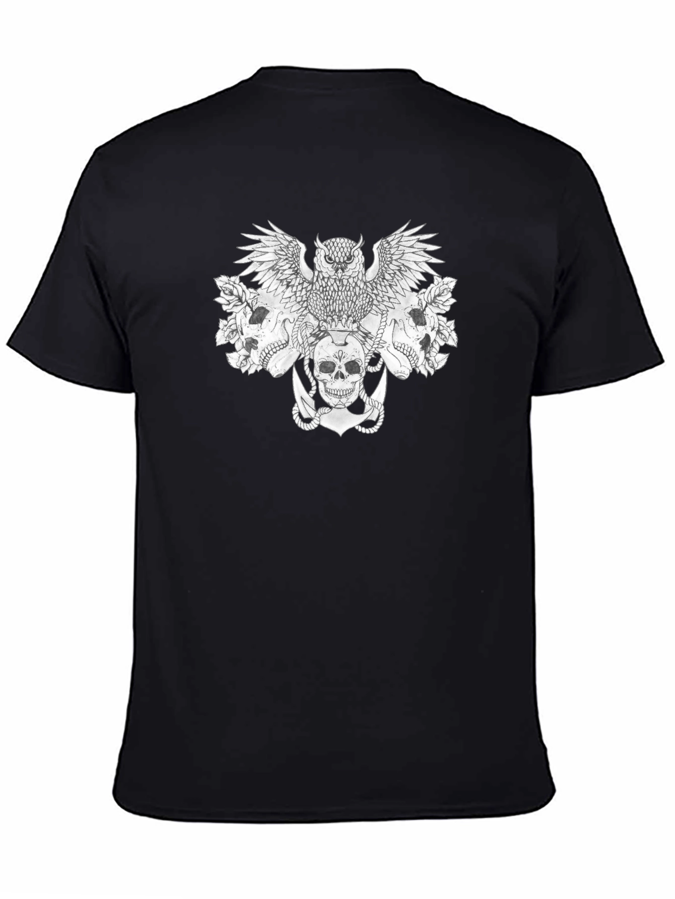 Skull & Owl Graphic Black Tee