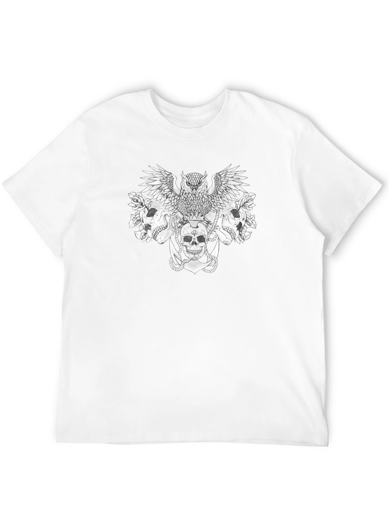 Skull & Owl Graphic Black Tee