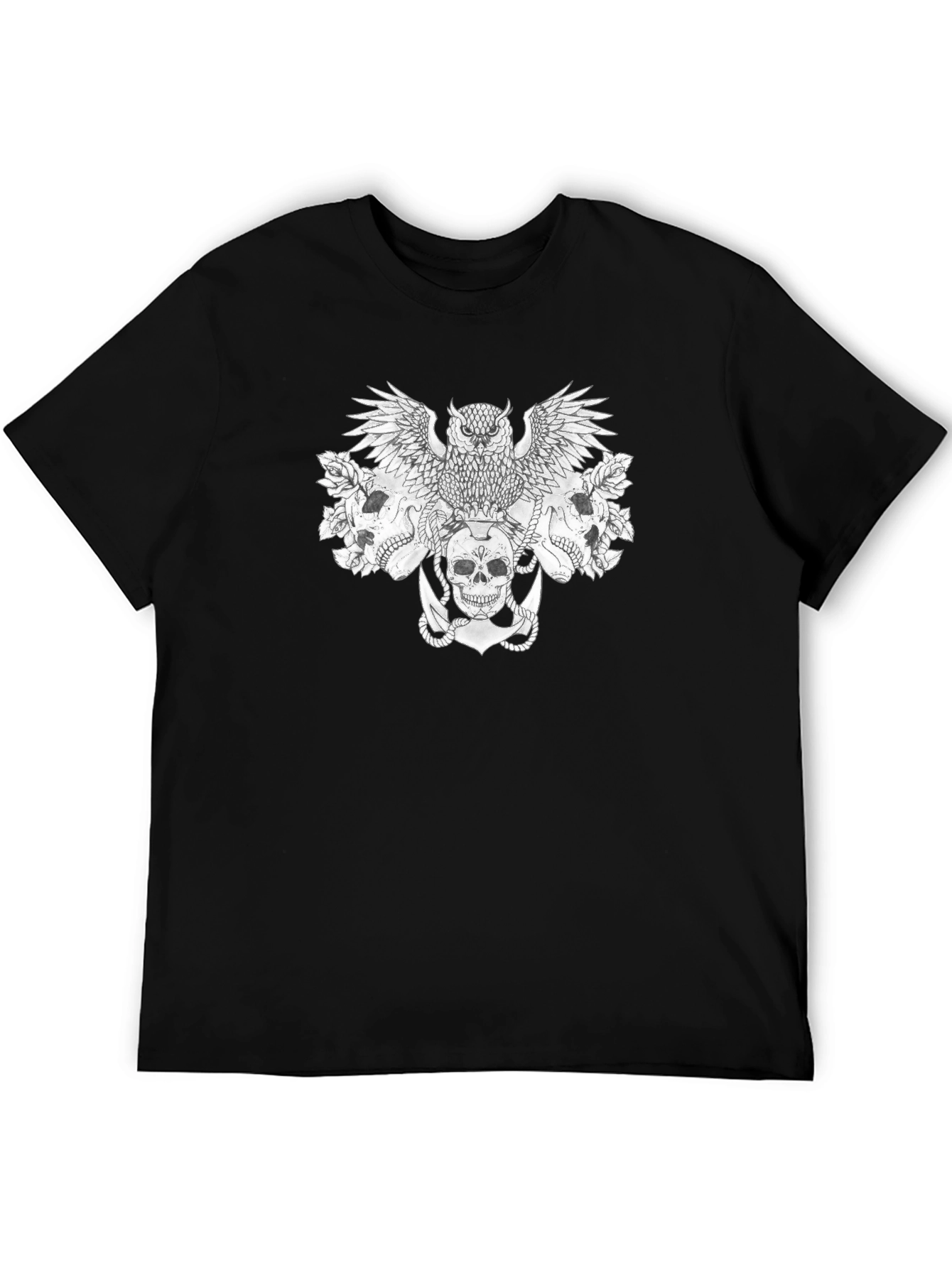 Skull & Owl Graphic Black Tee