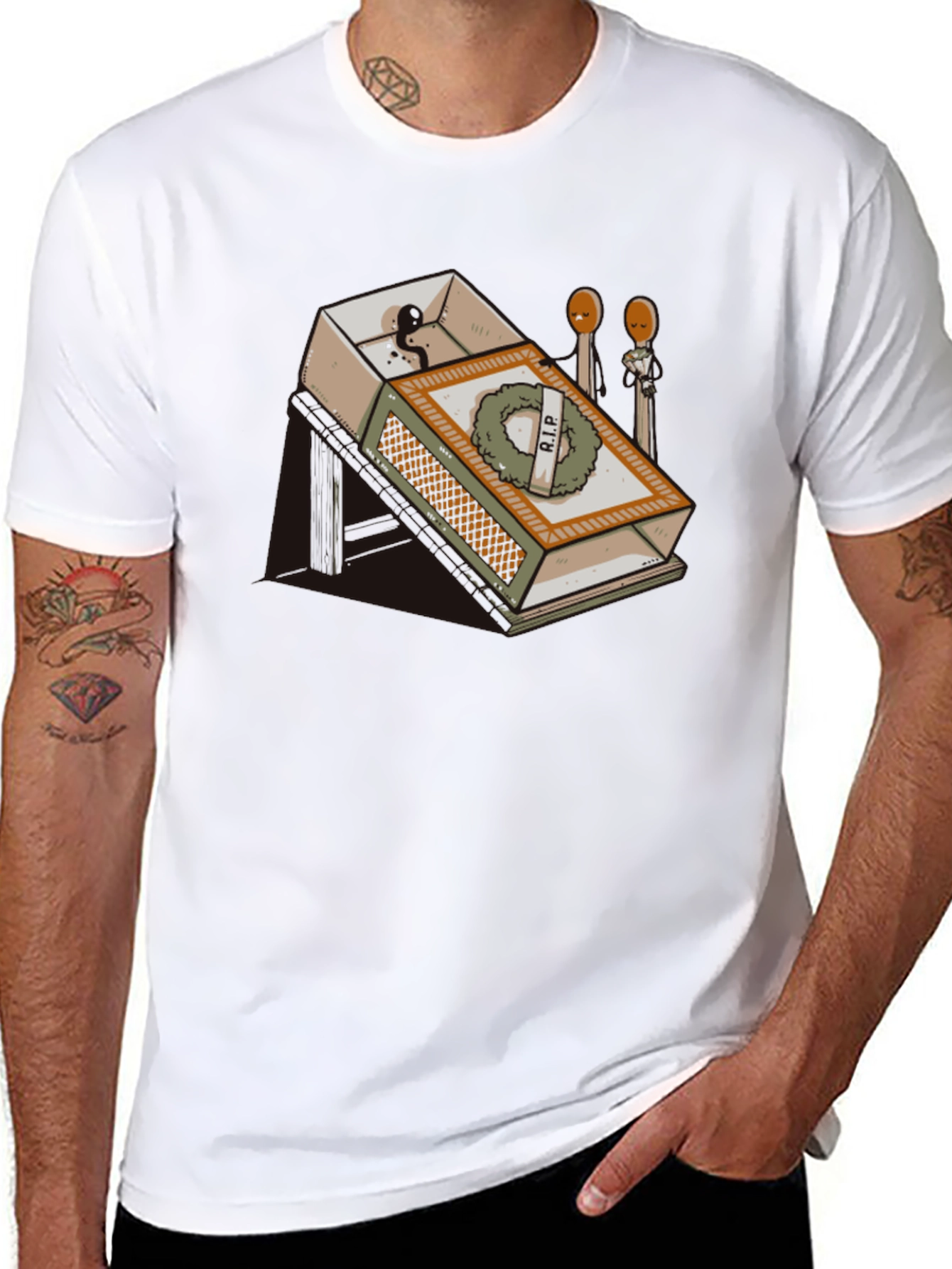 RIP Matchbox Graphic Tee - Humorous Design