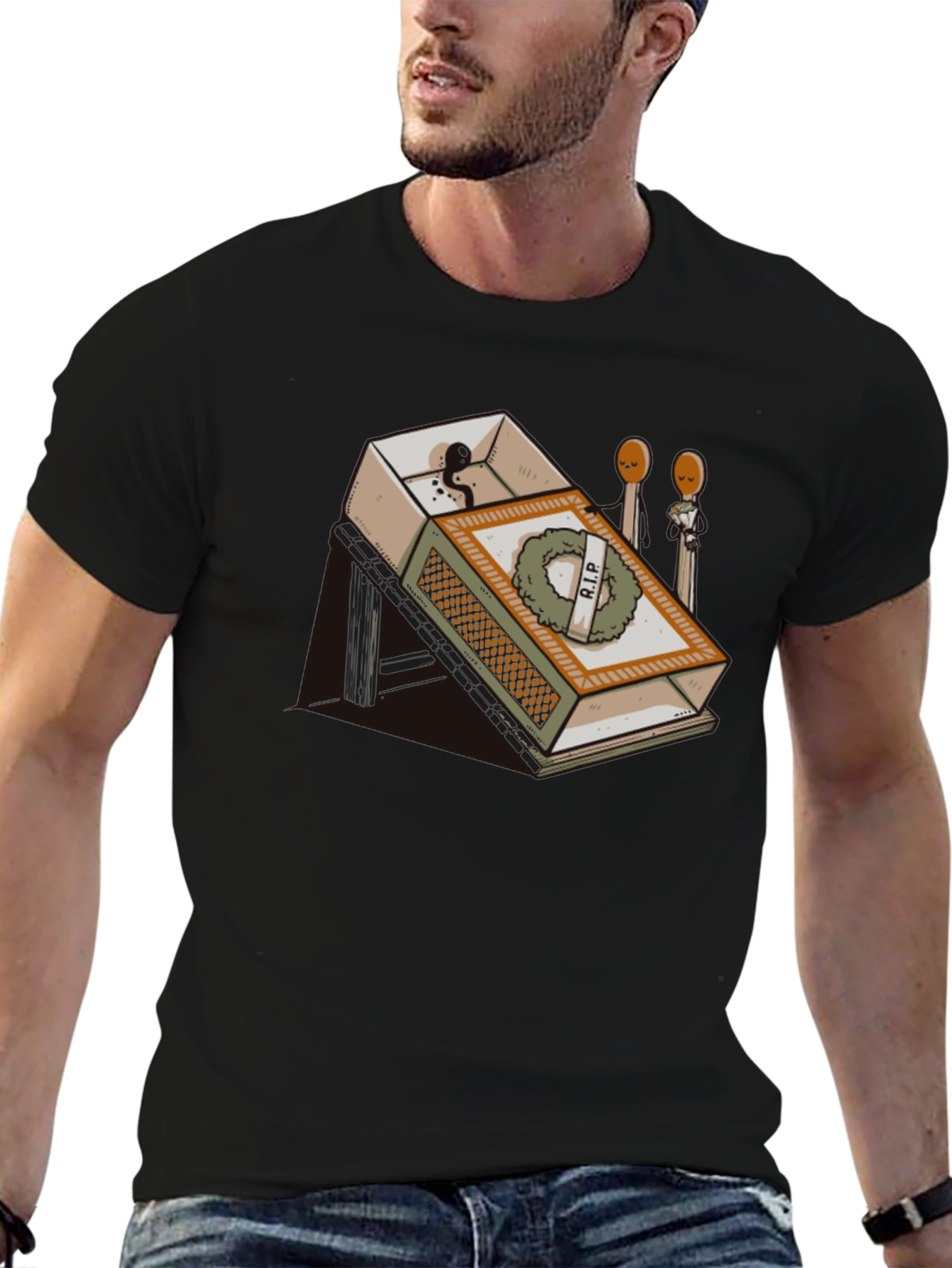 RIP Matchbox Graphic Tee - Humorous Design