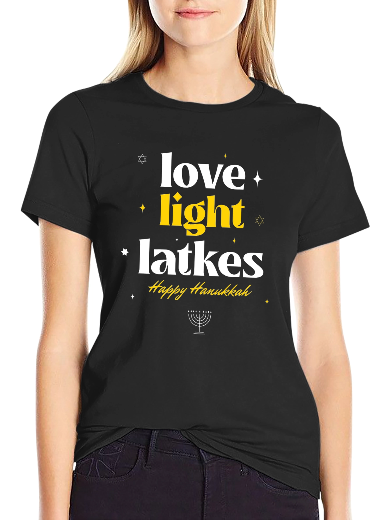 Love Light Latkes Happy Hanukkah T-Shirt