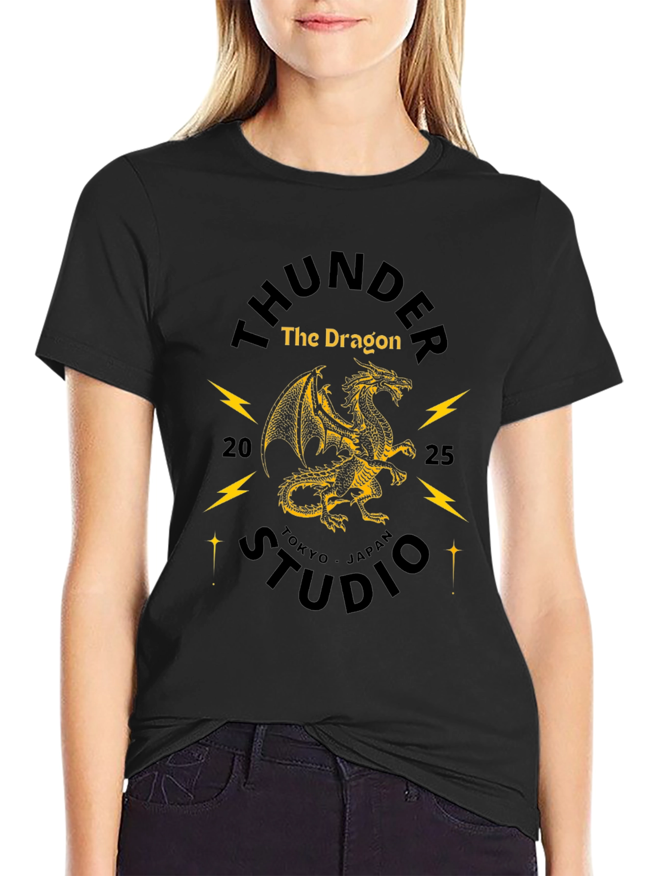 Thunder Dragon Studio Black Graphic Tee