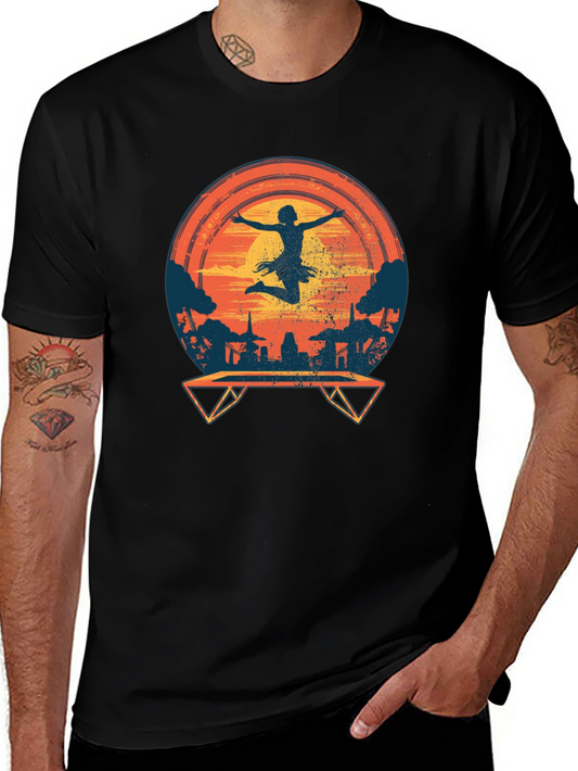 Silhouette Trampoline Sunset Graphic Tee