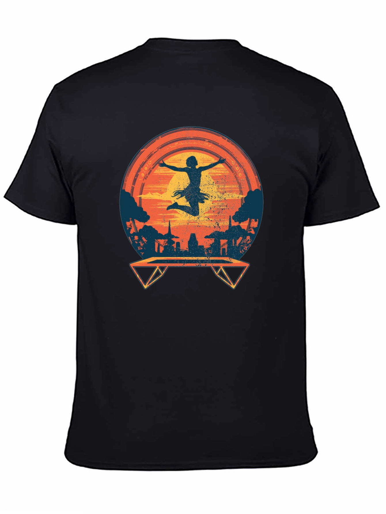 Silhouette Trampoline Sunset Graphic Tee