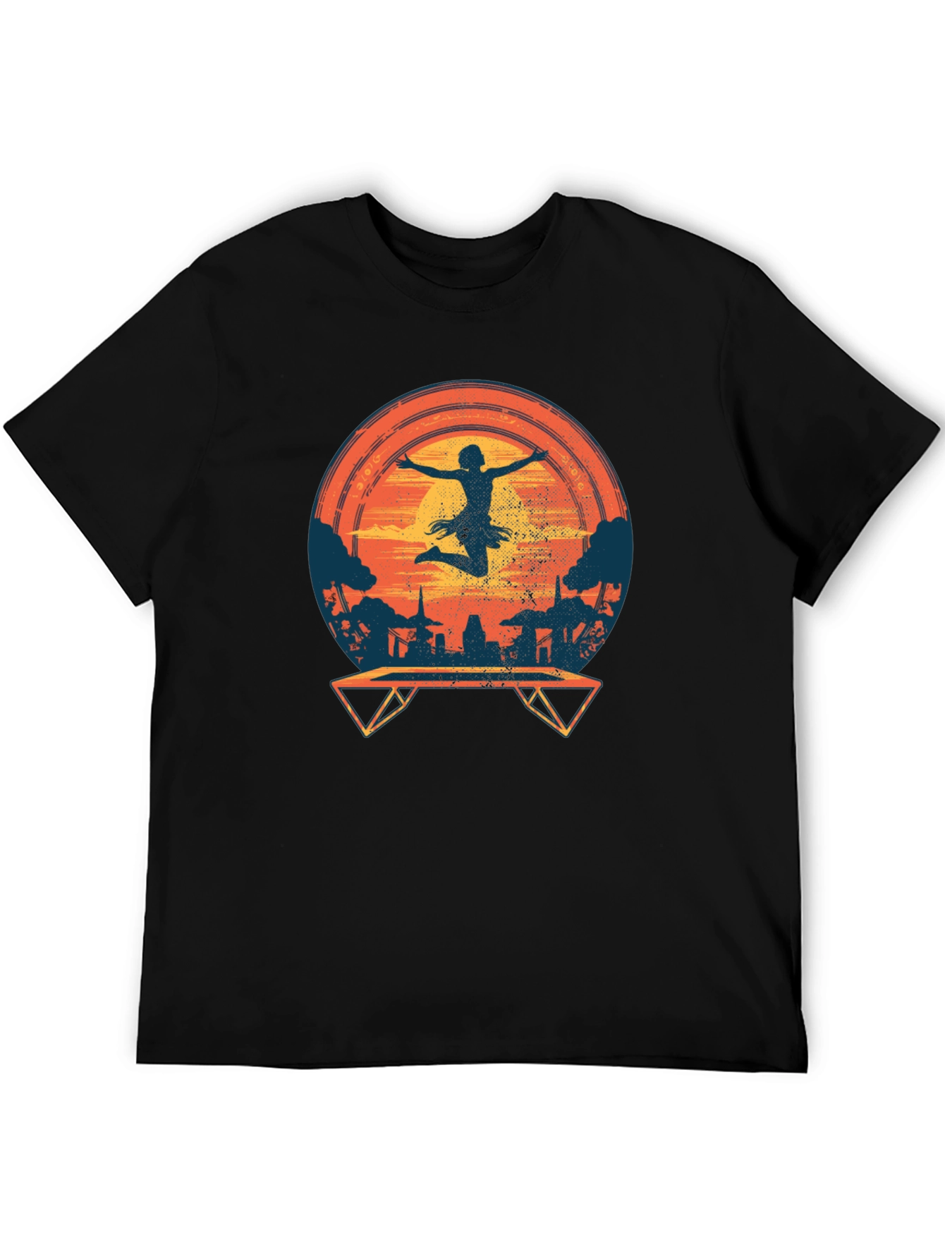 Silhouette Trampoline Sunset Graphic Tee