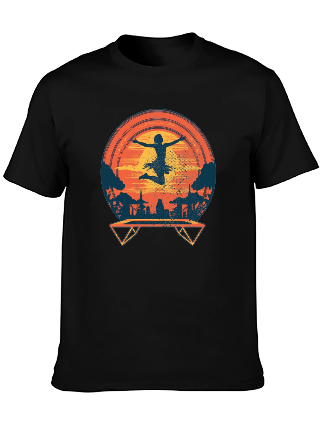 Silhouette Trampoline Sunset Graphic Tee
