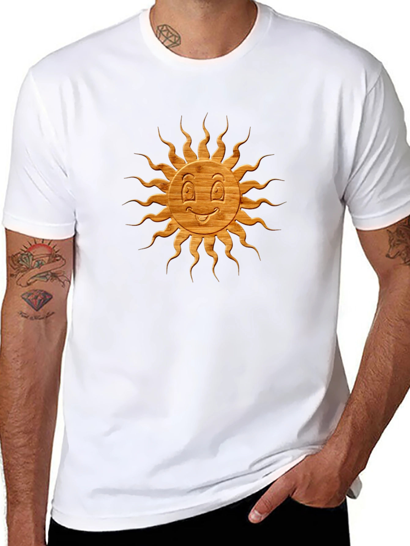 Smiling Sun Graphic Tee - Black Cotton Blend