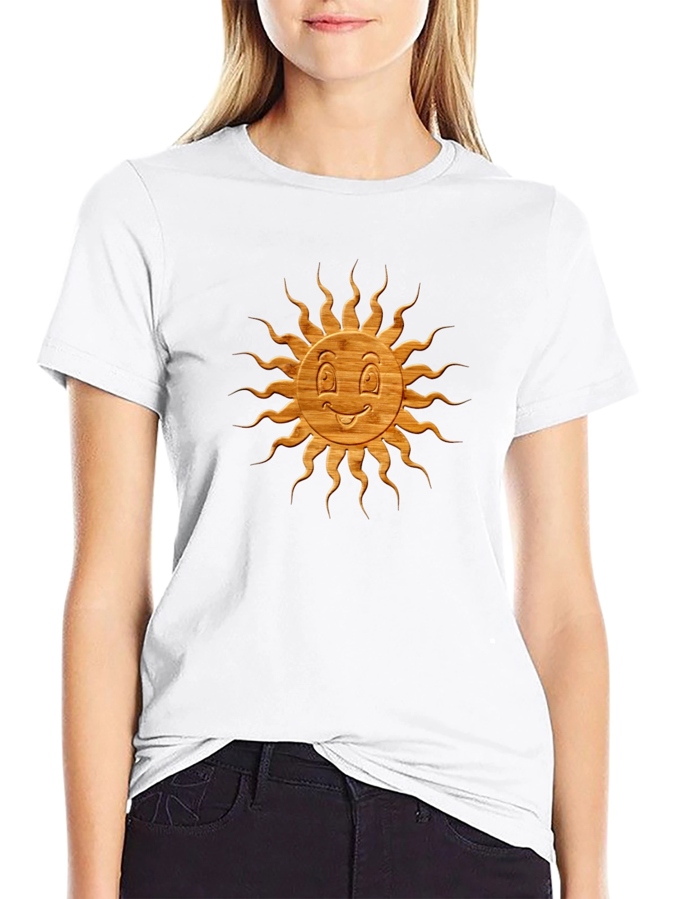 Smiling Sun Graphic Tee - Black Cotton Blend