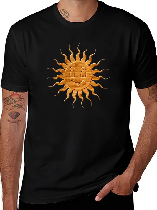 Smiling Sun Graphic Tee - Black Cotton Blend