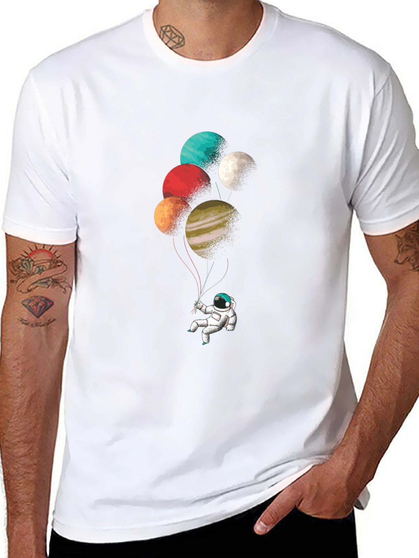 Astronaut Planet Balloon Graphic Tee