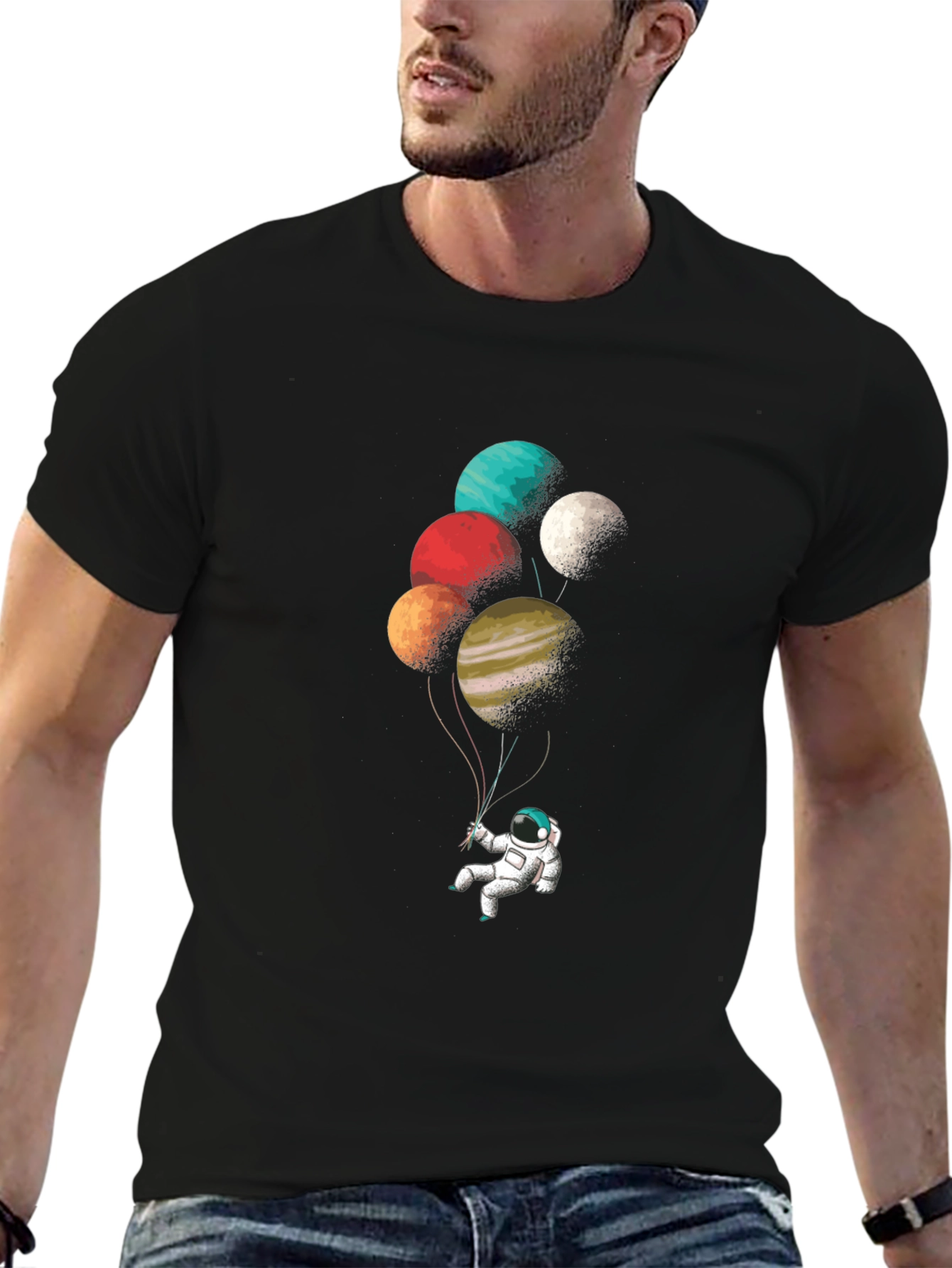 Astronaut Planet Balloon Graphic Tee