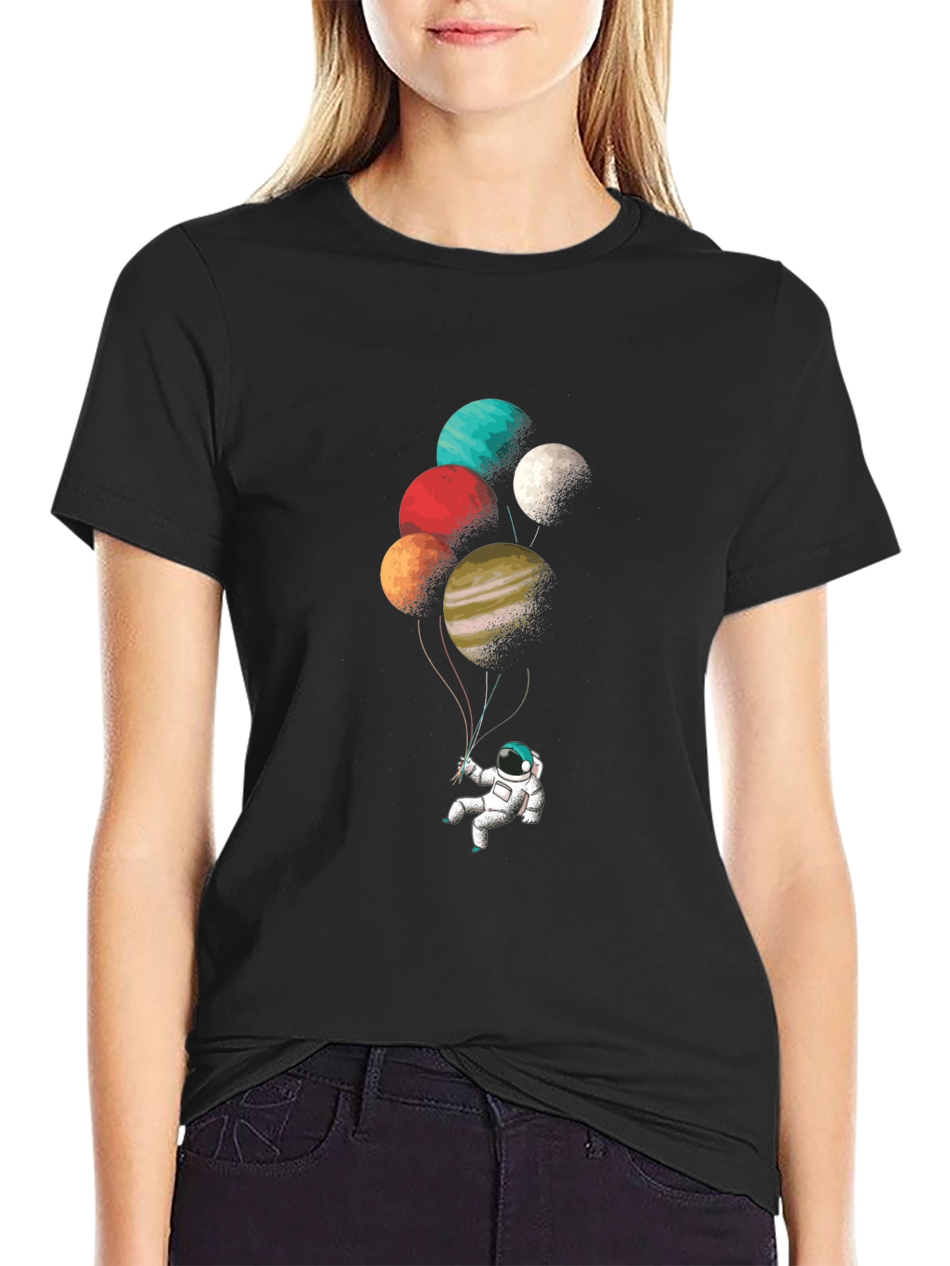 Astronaut Planet Balloon Graphic Tee