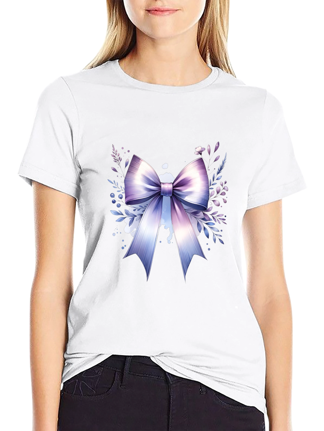 Elegant Bow Graphic T-Shirt - Stylish Casual Wear