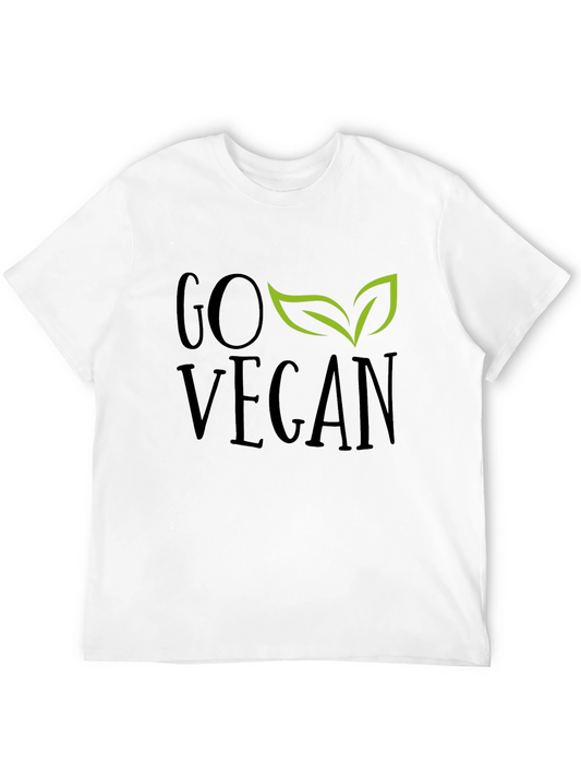 Go Vegan T-Shirt - Black Leaf Design