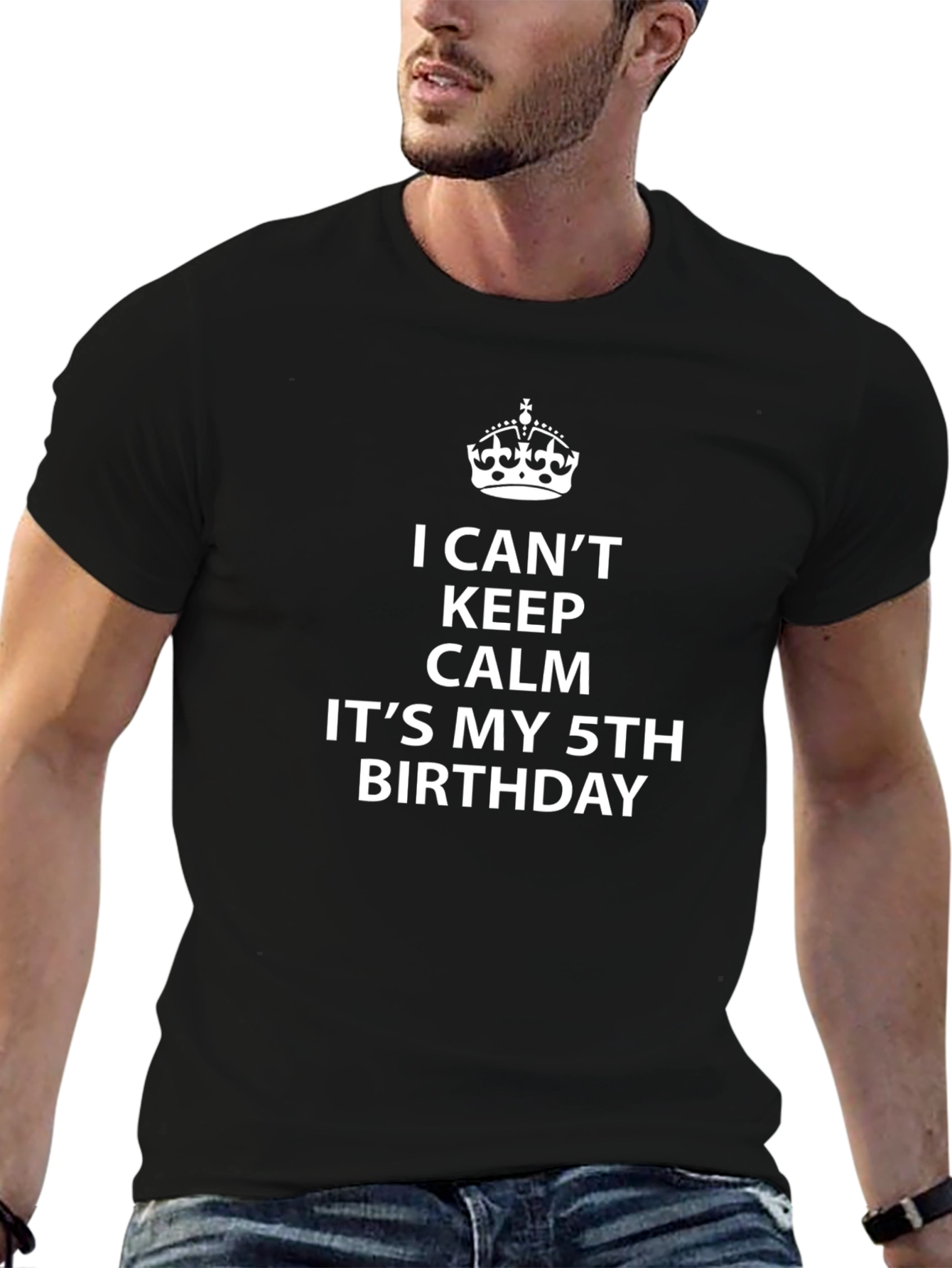 I Cant Keep Calm 5th Birthday Black T-Shirt