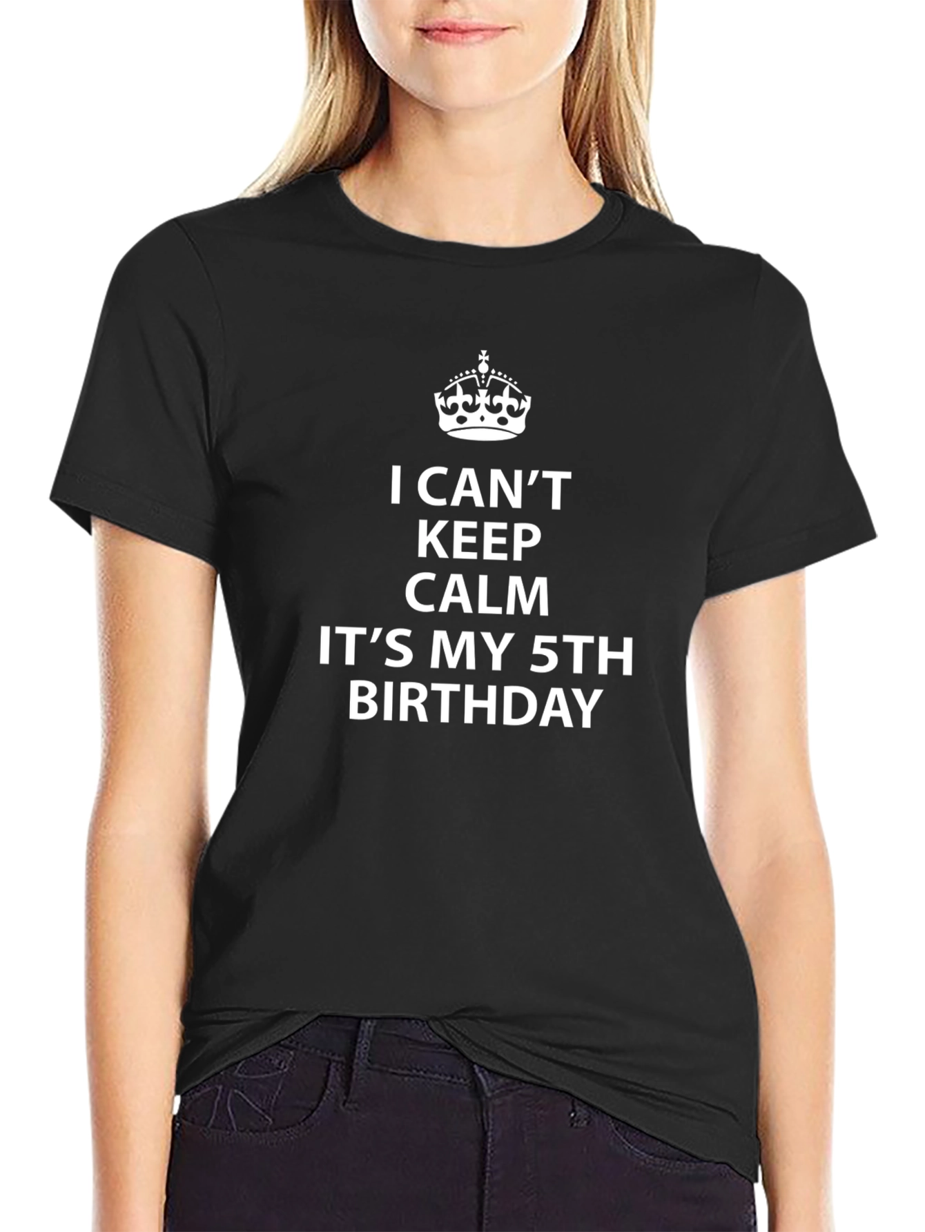 I Cant Keep Calm 5th Birthday Black T-Shirt