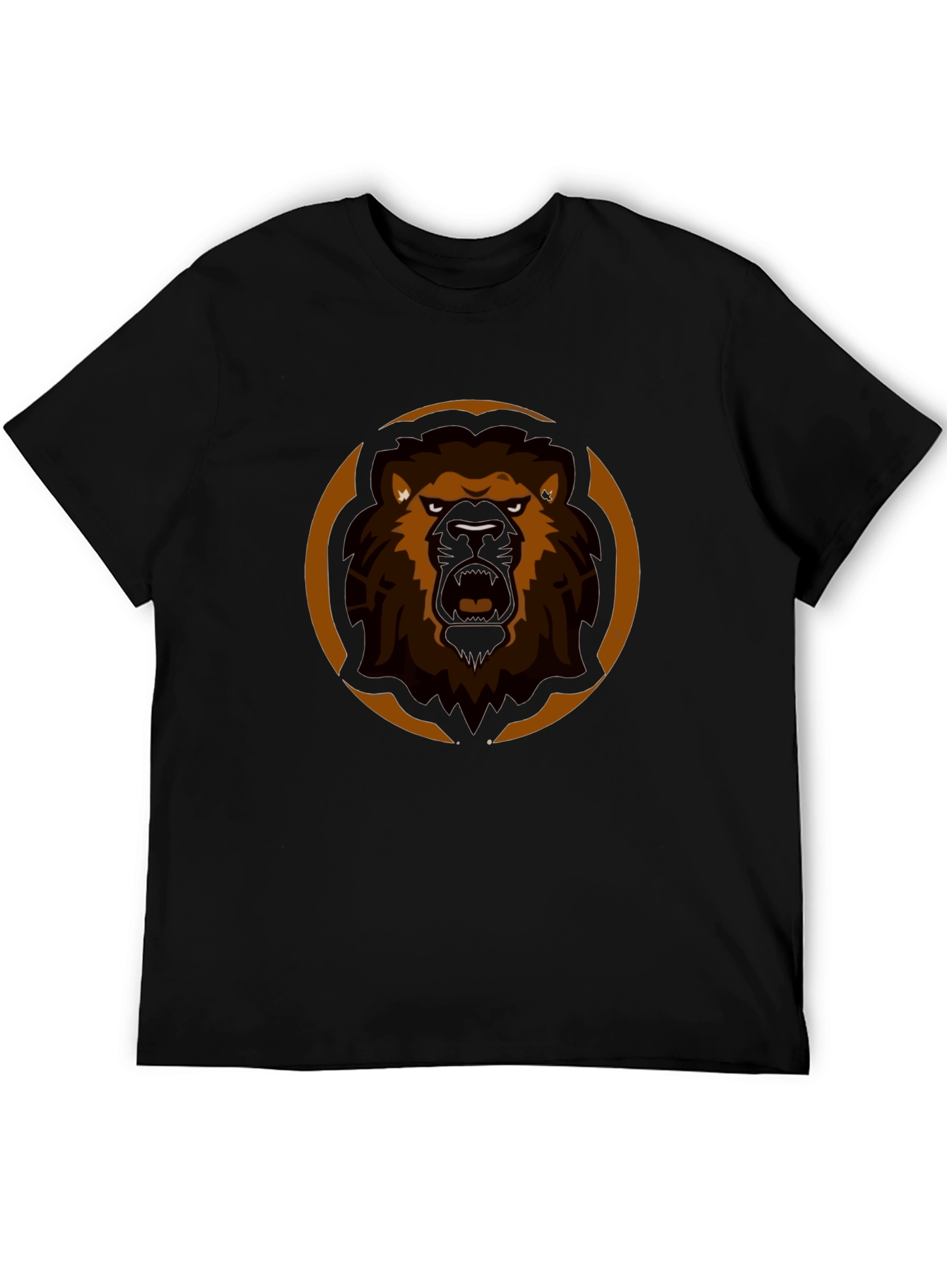 Lion Graphic Tee - Black Cotton Blend T-Shirt