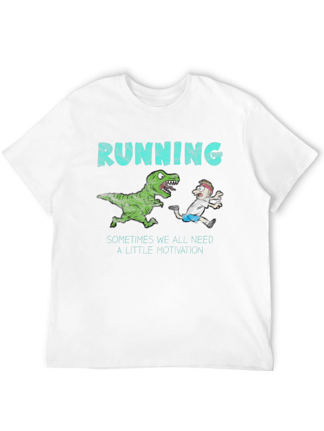 Running Motivation T-Shirt - Dinosaur Chasing Man