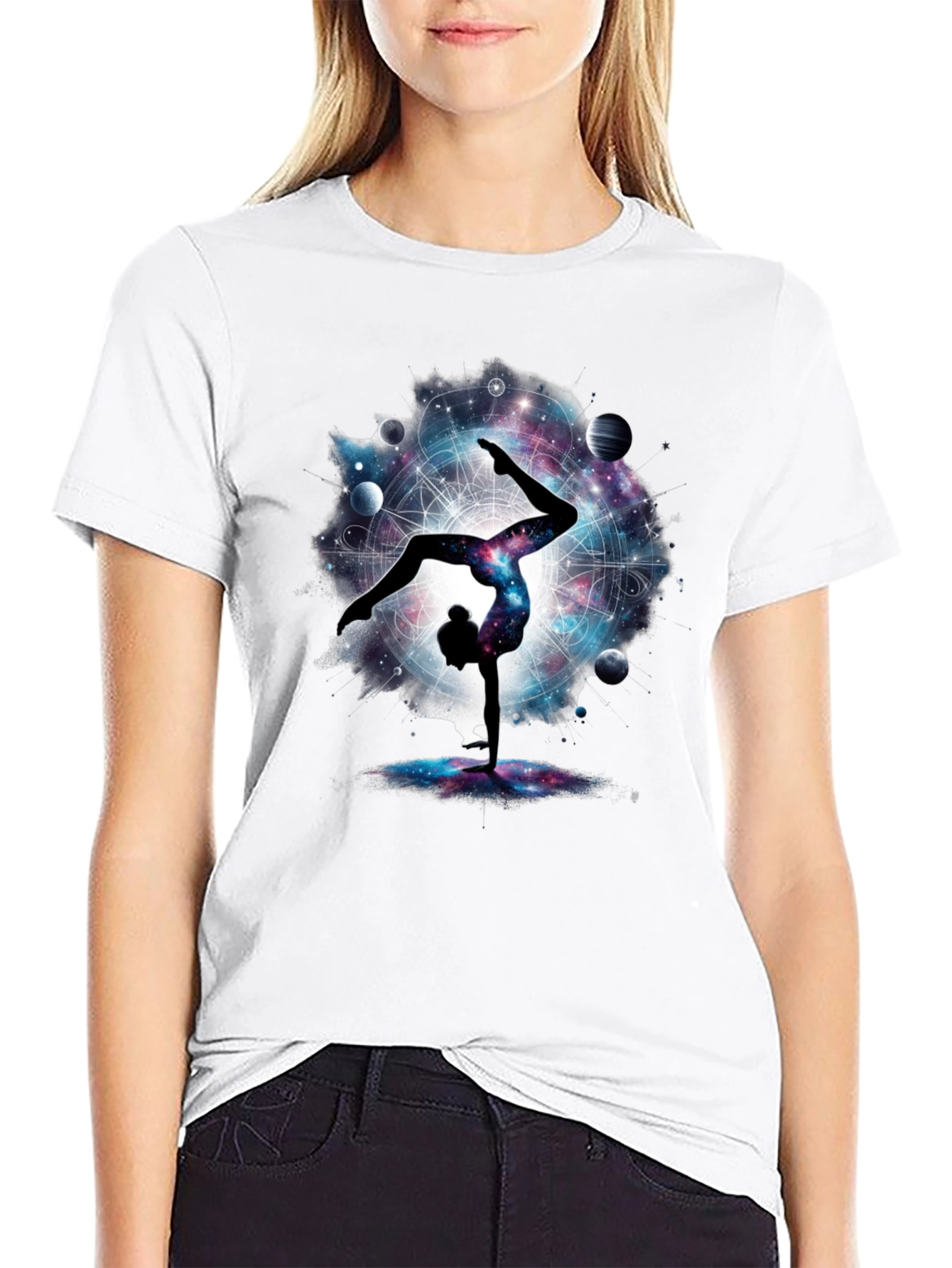 Cosmic Yoga Handstand T-Shirt - Black