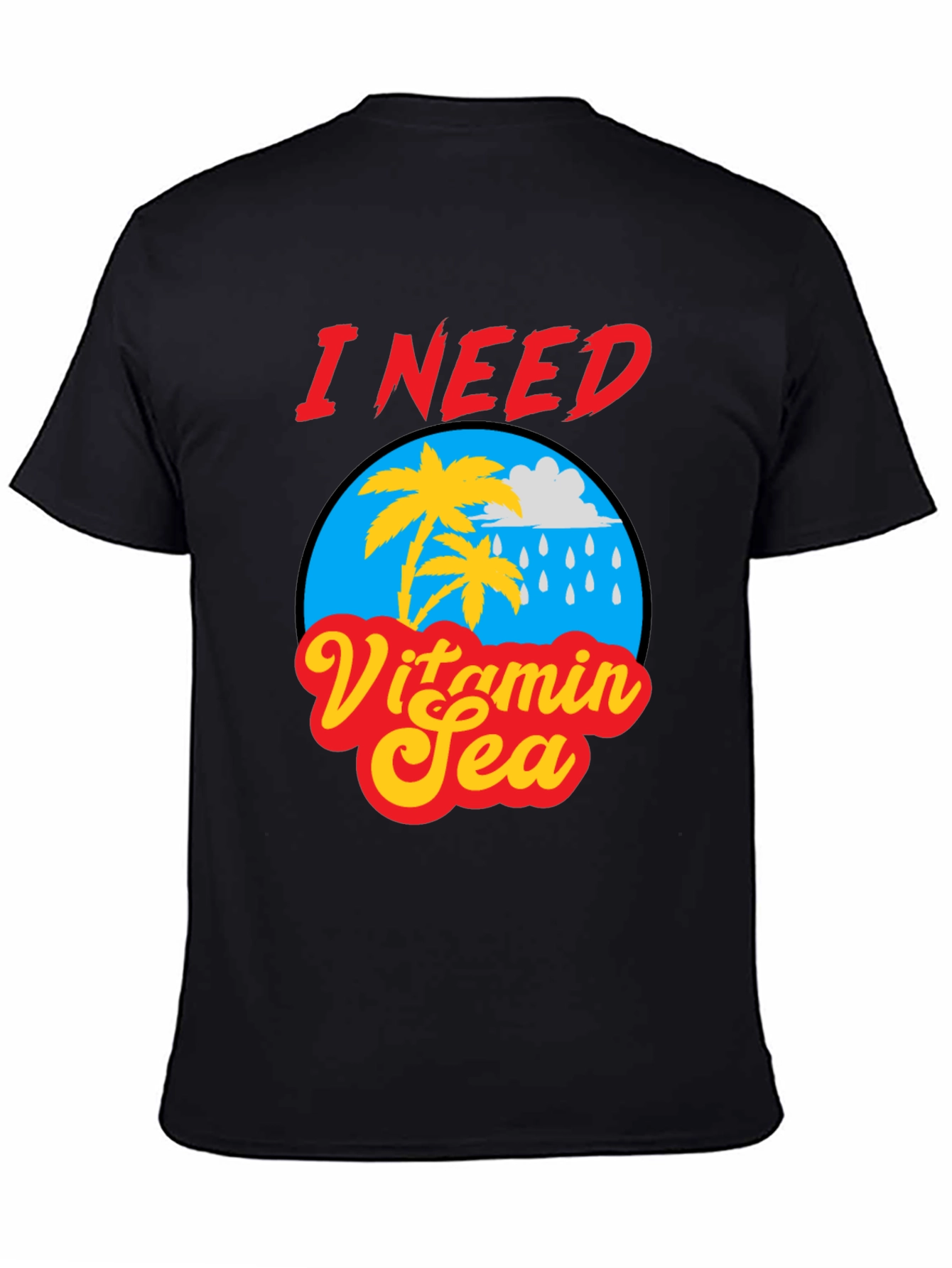 I Need Vitamin Sea Black Graphic T-Shirt