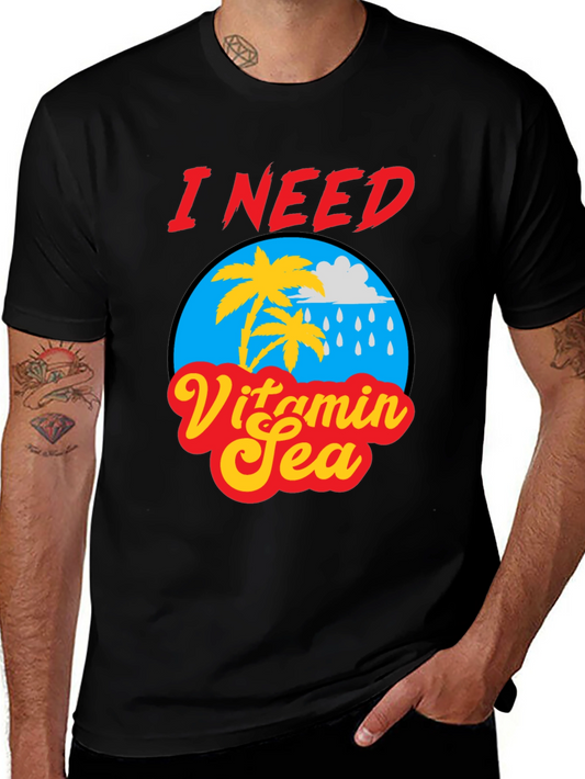 I Need Vitamin Sea Black Graphic T-Shirt