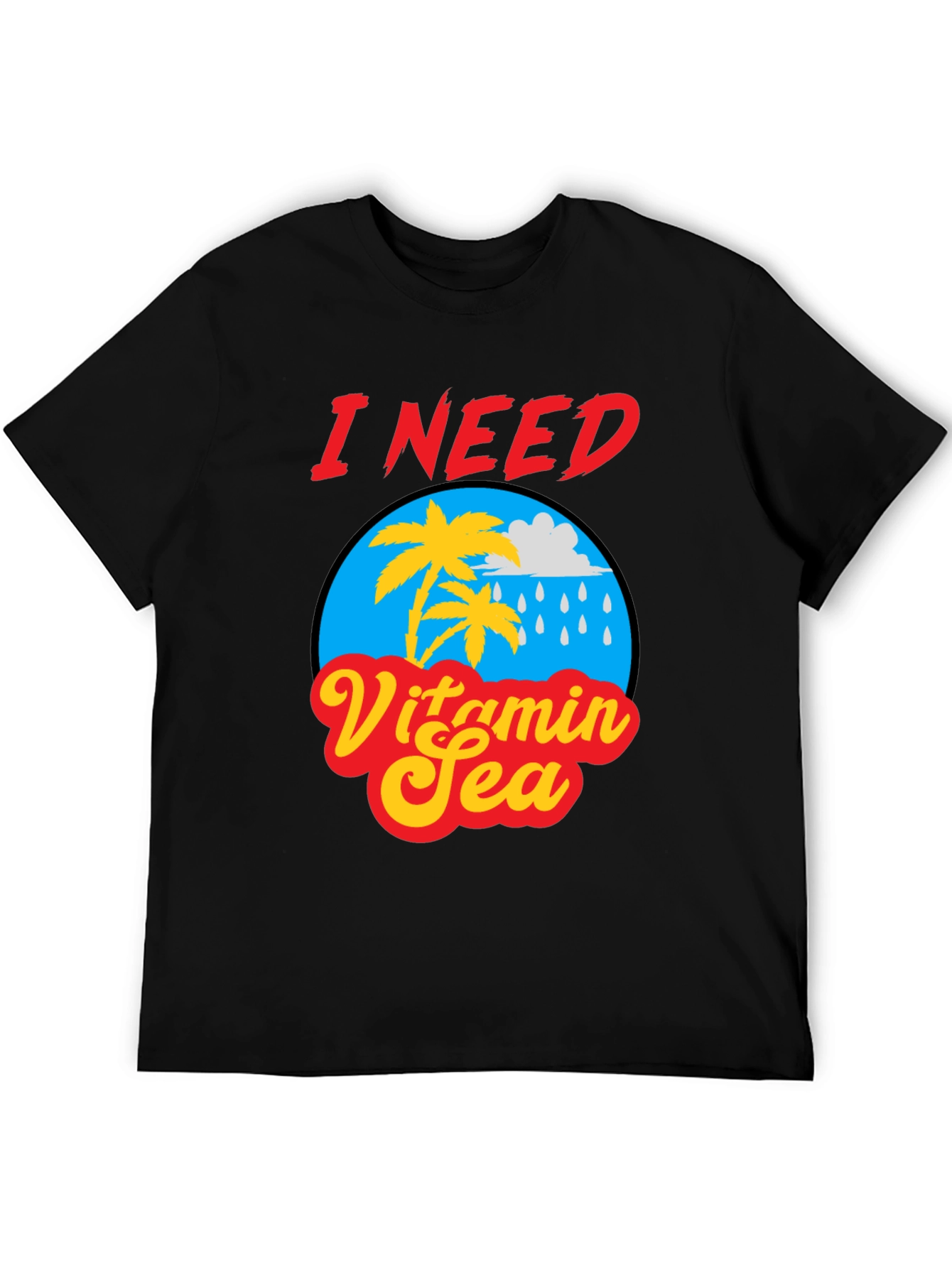 I Need Vitamin Sea Black Graphic T-Shirt