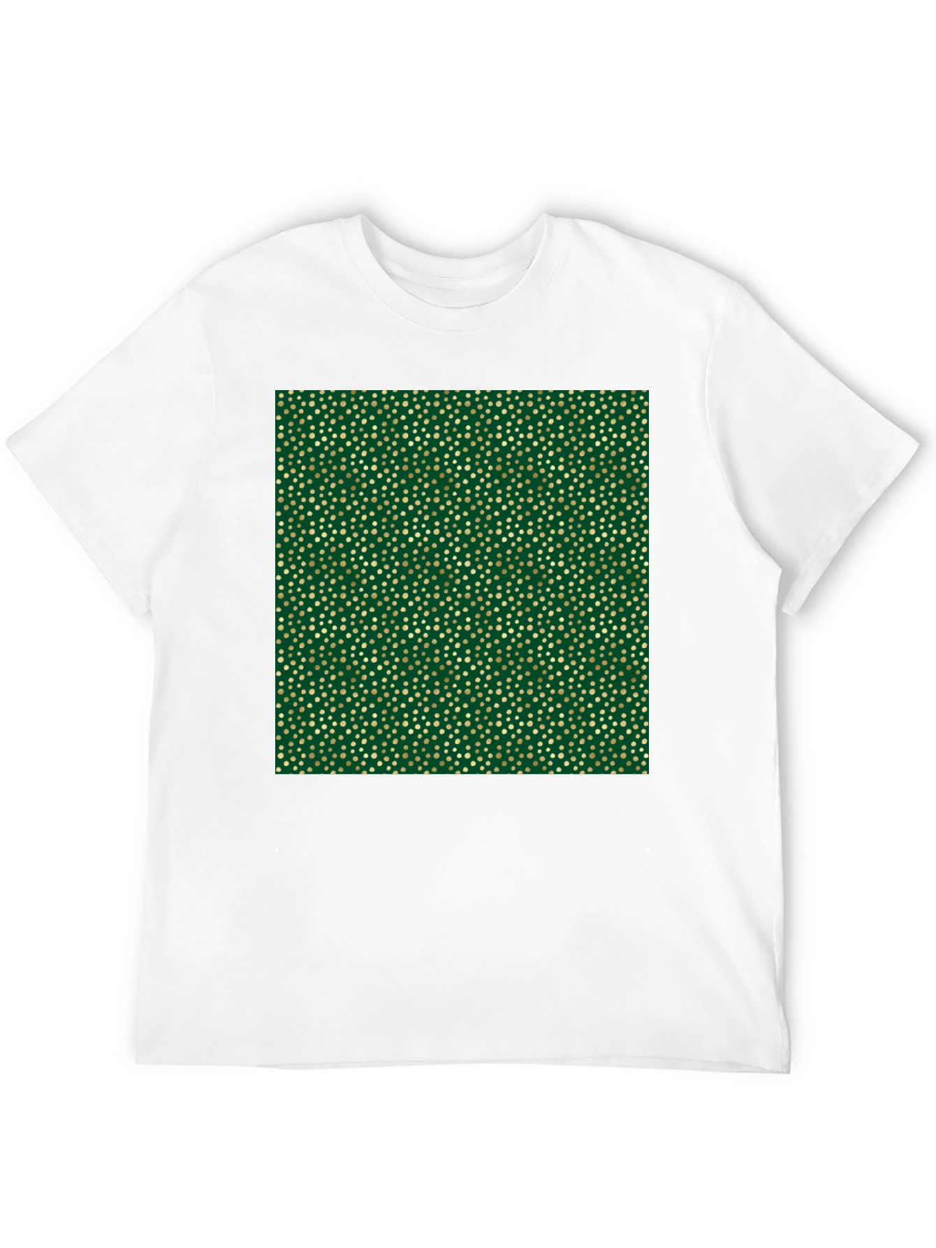 Stylish Black Tee with Unique Gold & Green Pattern