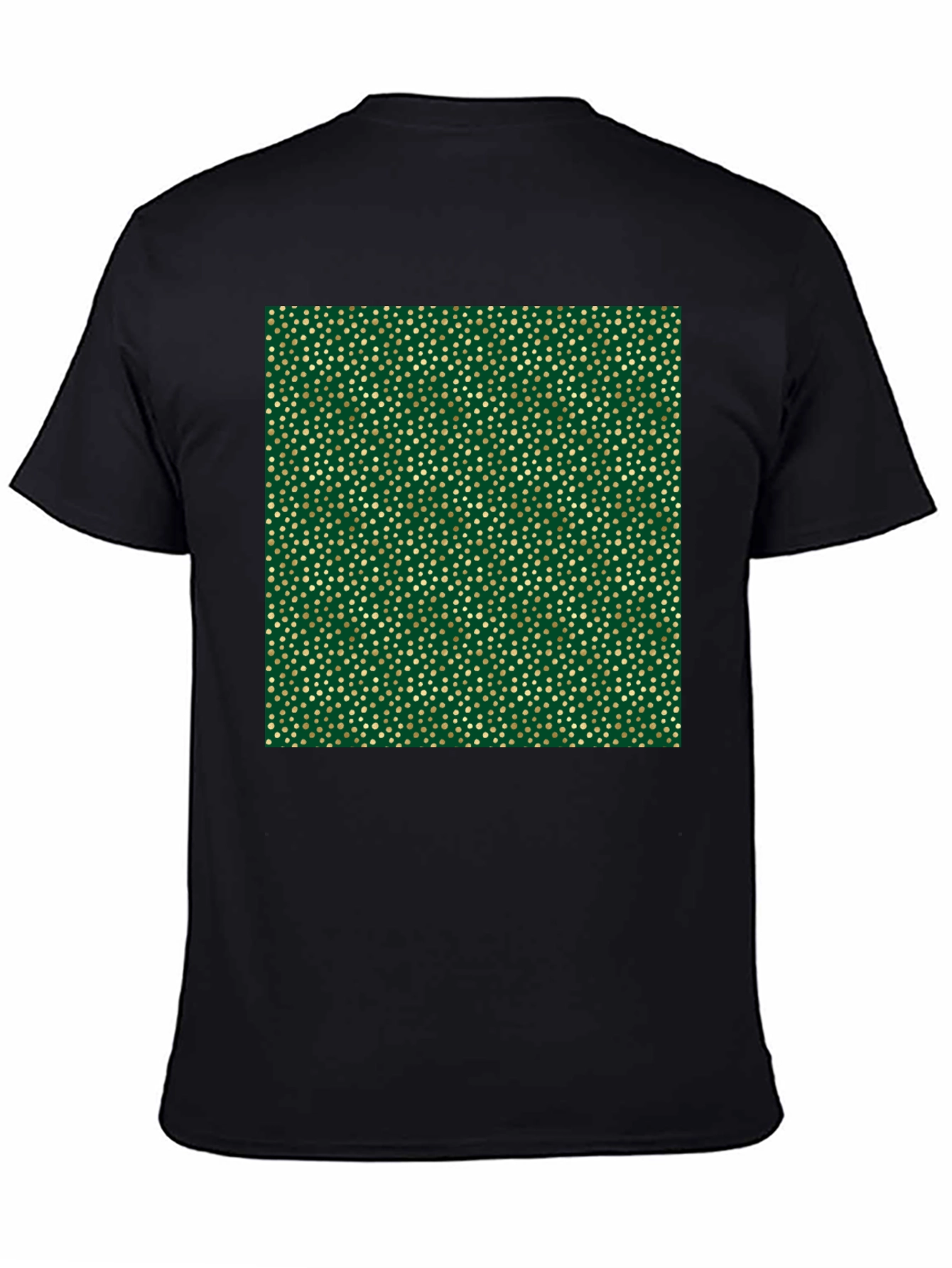 Stylish Black Tee with Unique Gold & Green Pattern