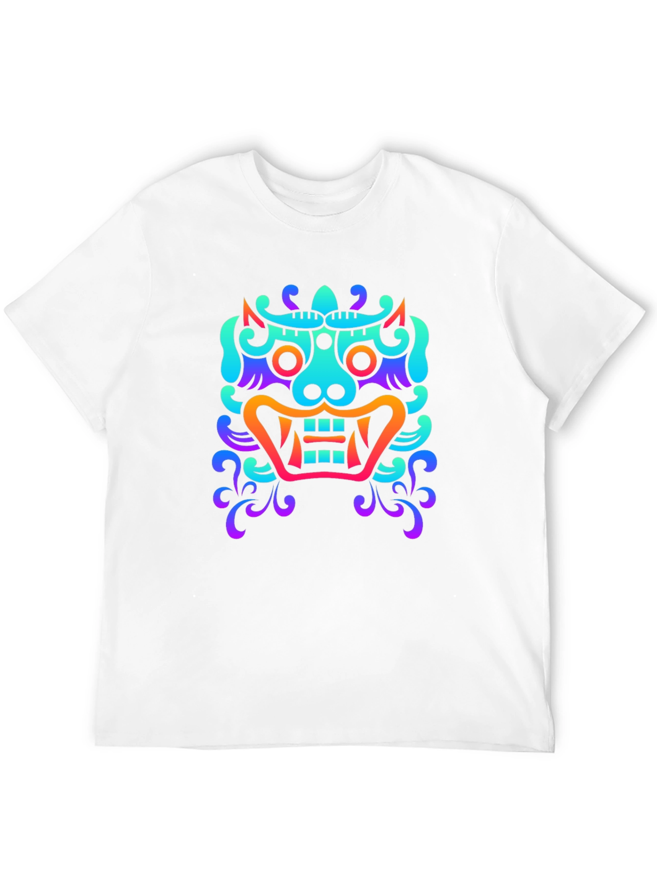 Vibrant Oni Mask Graphic Tee - Soft Black Cotton
