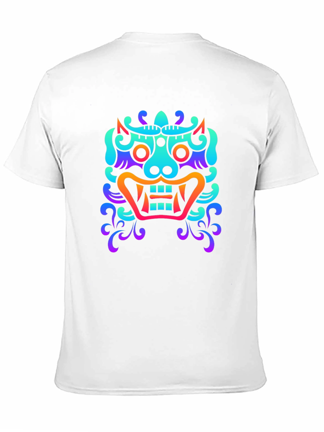 Vibrant Oni Mask Graphic Tee - Soft Black Cotton