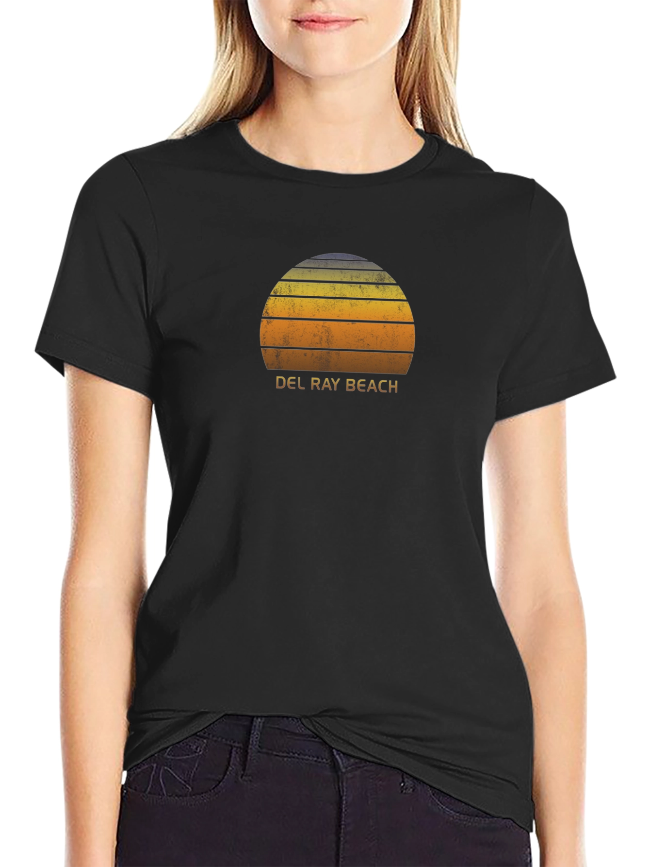 Del Ray Beach Retro Sunset T-Shirt