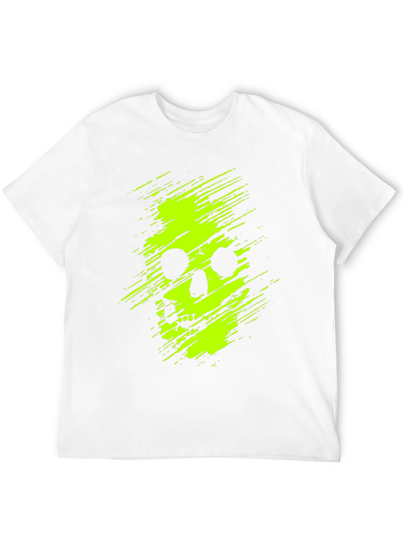 Neon Skull Graphic Print Black T-Shirt