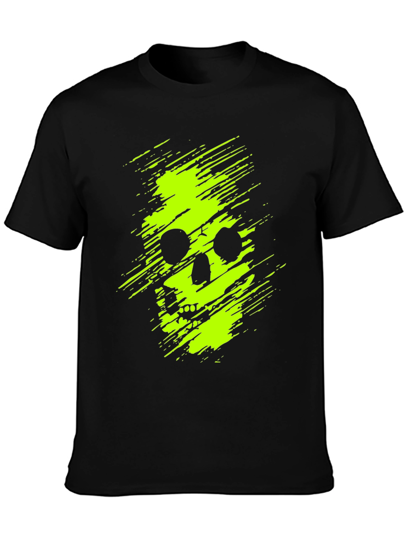 Neon Skull Graphic Print Black T-Shirt