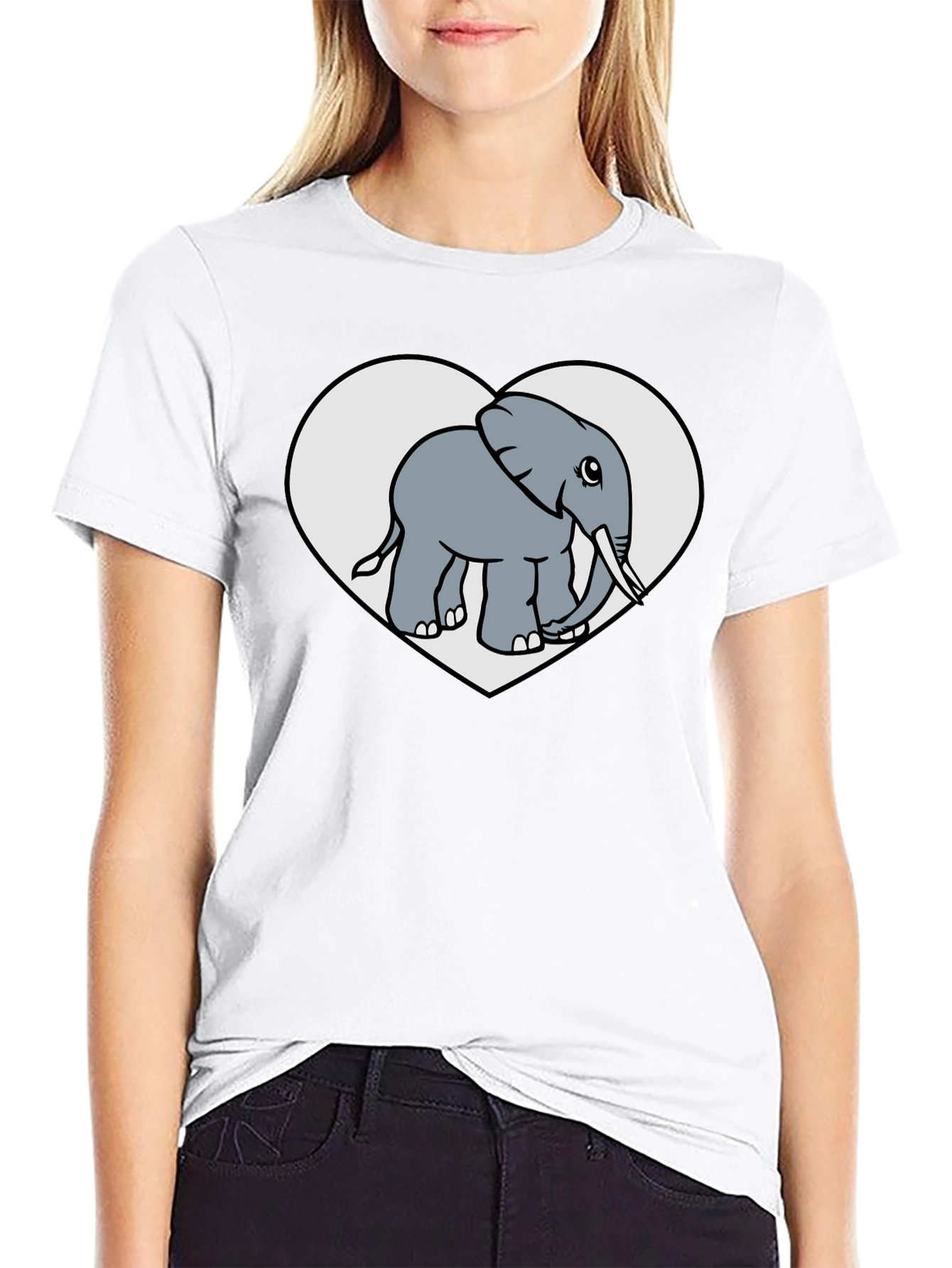 Elephant Heart Graphic Black T-Shirt