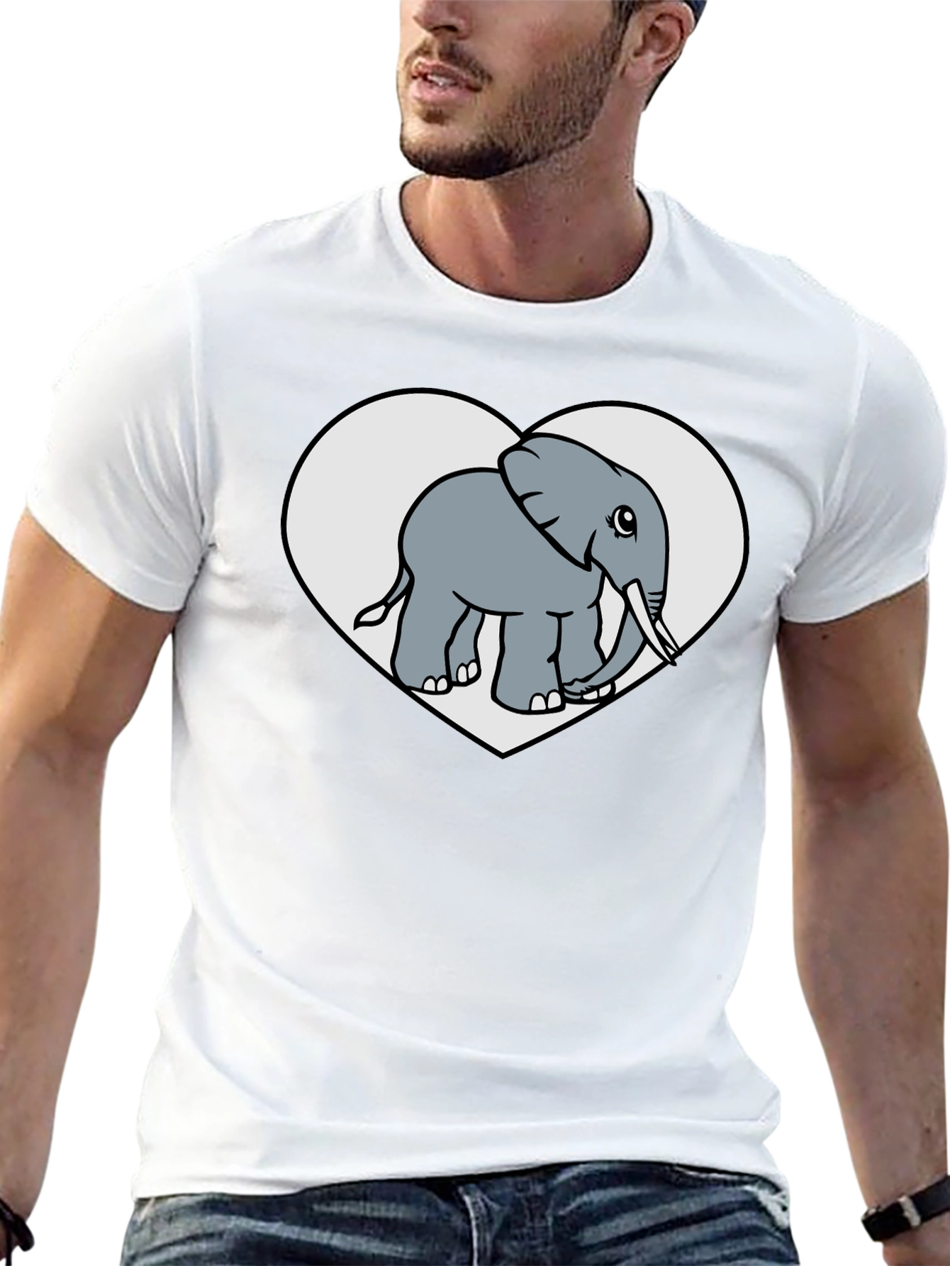 Elephant Heart Graphic Black T-Shirt
