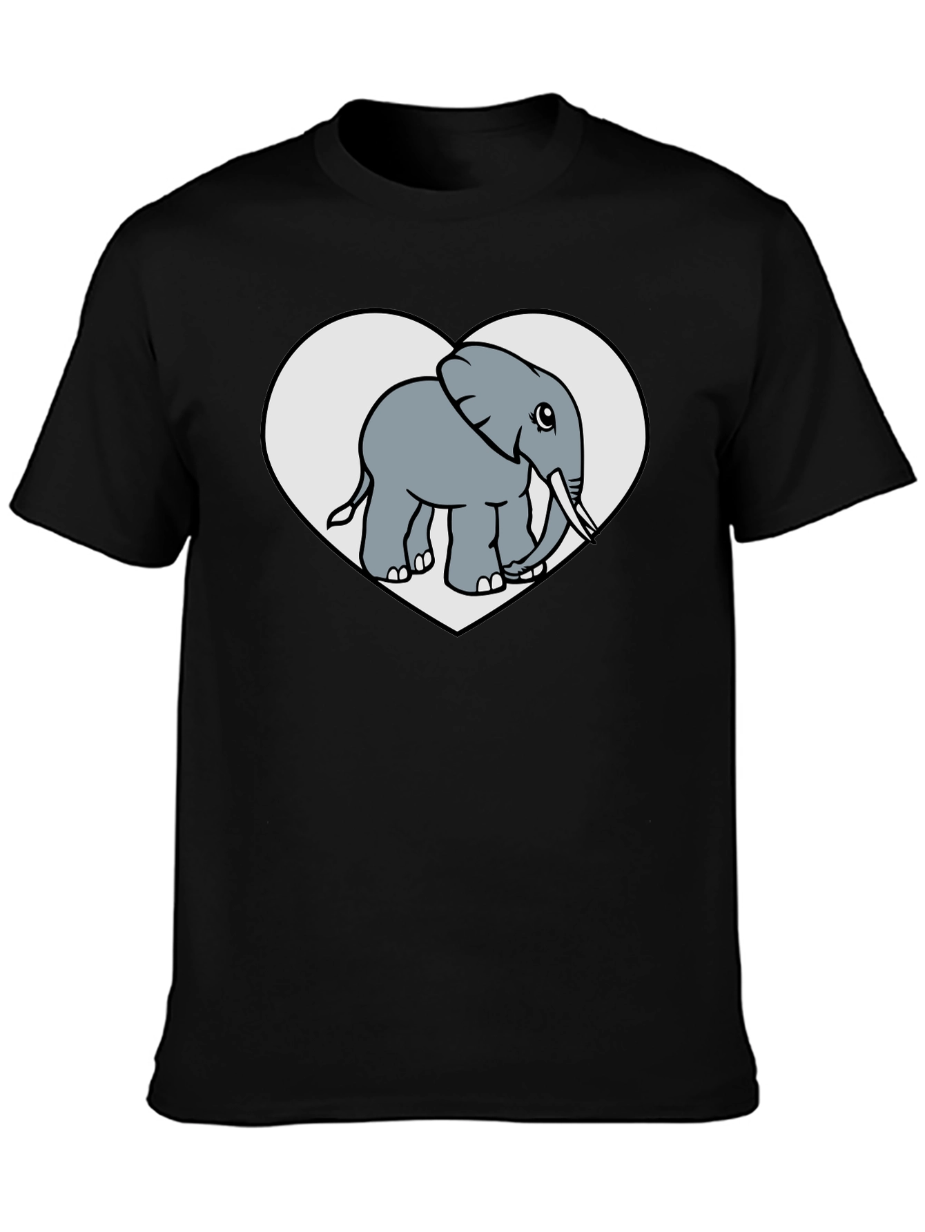 Elephant Heart Graphic Black T-Shirt