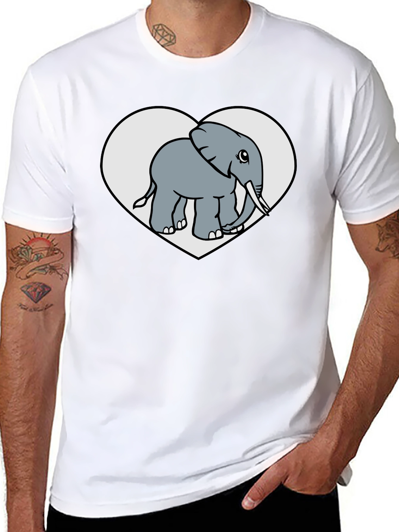 Elephant Heart Graphic Black T-Shirt