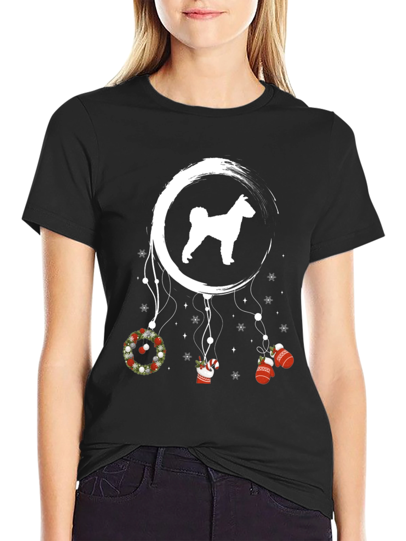 Festive Dog Dreamcatcher Graphic Tee