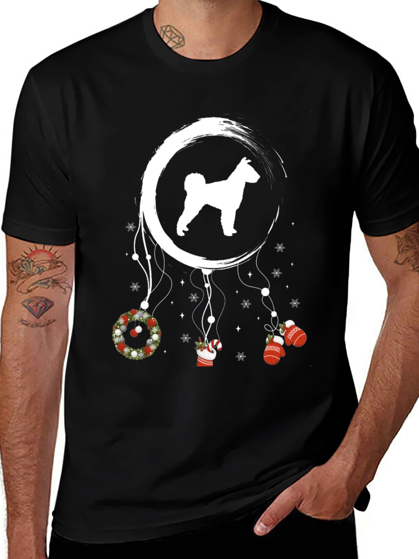Festive Dog Dreamcatcher Graphic Tee