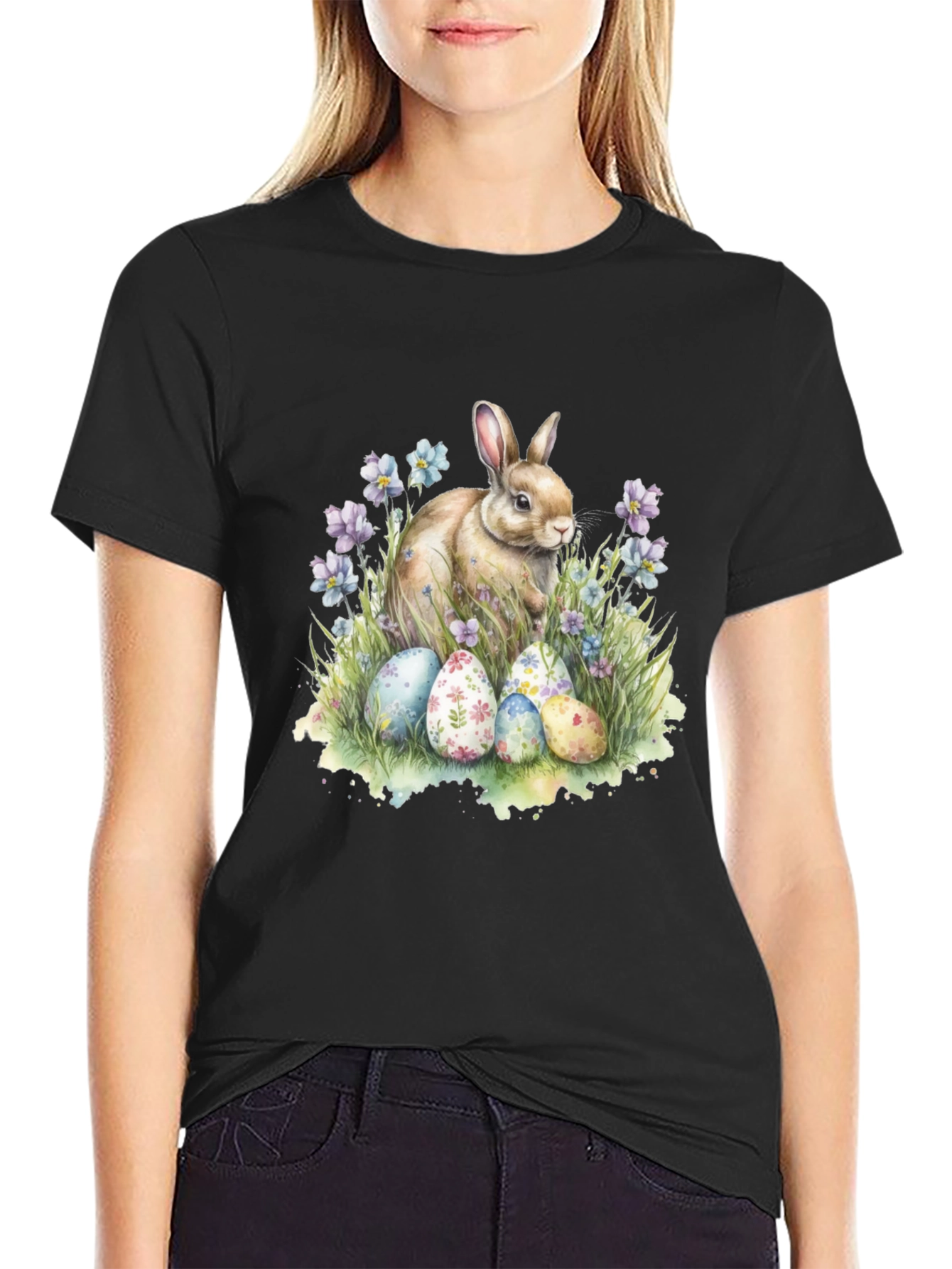 Easter Bunny & Eggs Graphic T-Shirt