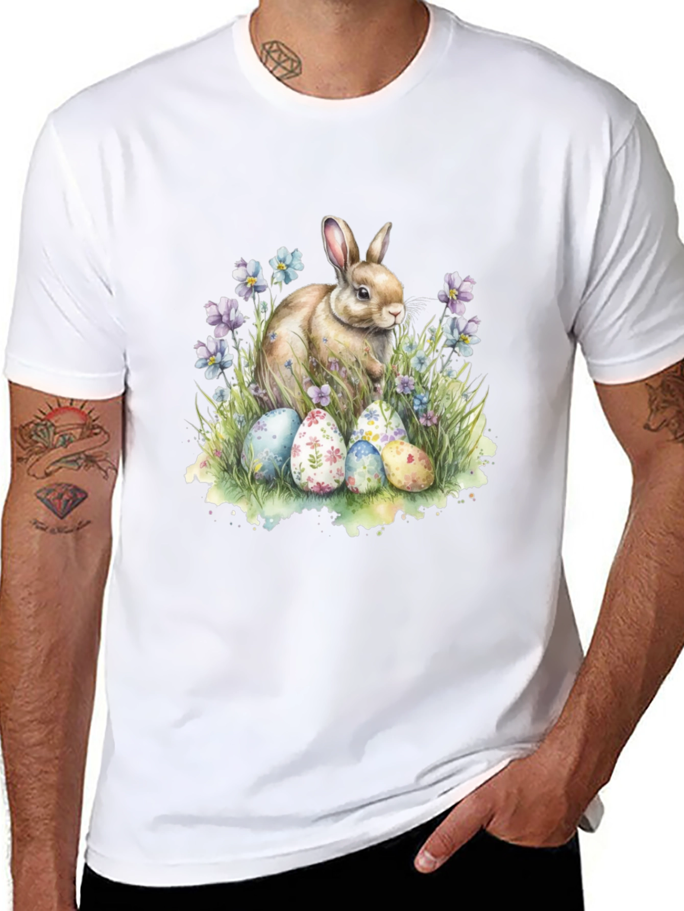 Easter Bunny & Eggs Graphic T-Shirt