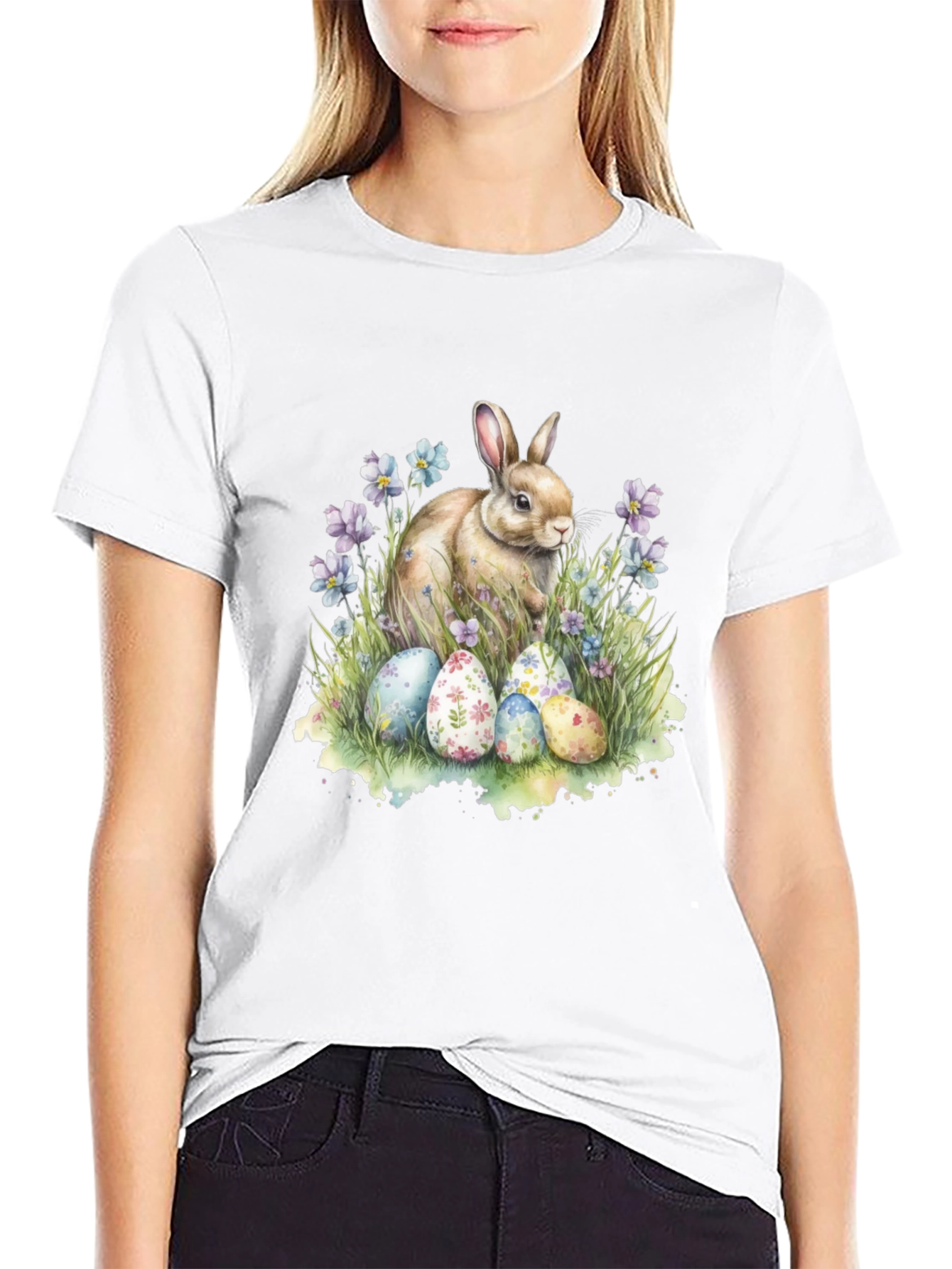 Easter Bunny & Eggs Graphic T-Shirt