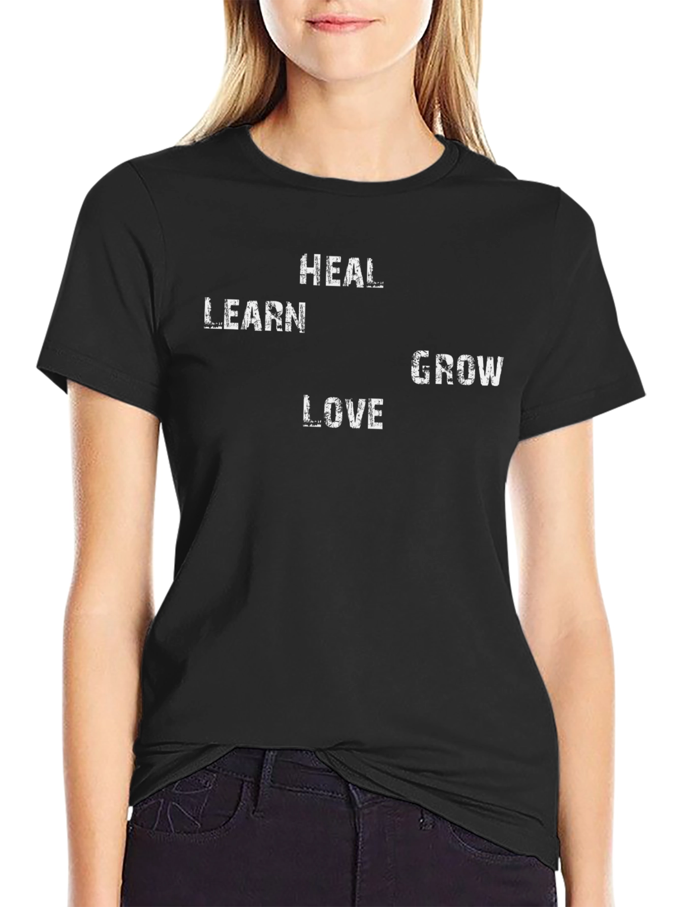 Heal Learn Love Grow Black T-Shirt