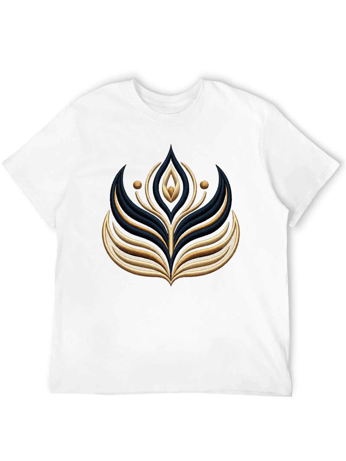 Black Graphic Tee with Embroidered Floral Design