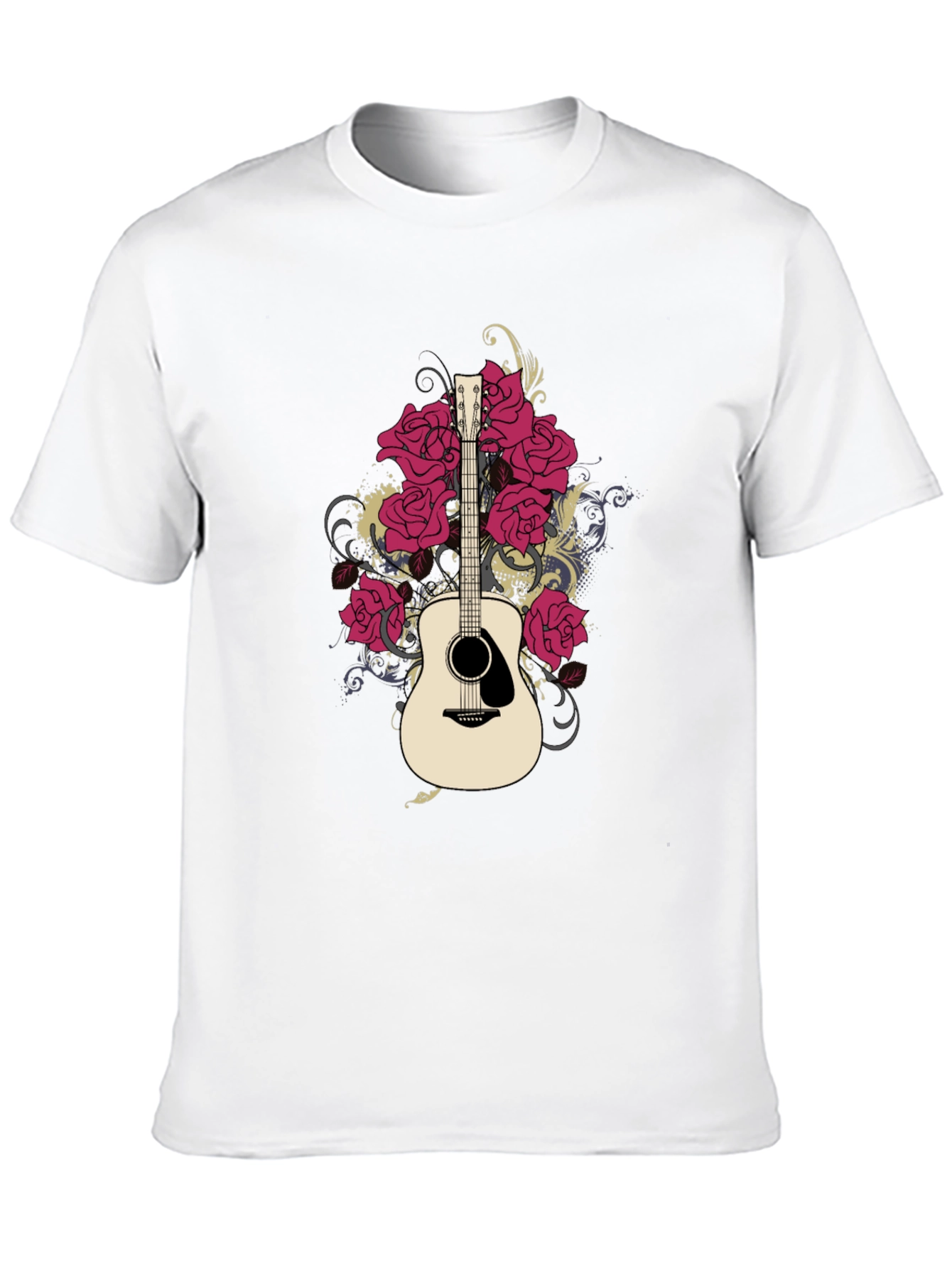 Guitar & Roses Graphic Black T-Shirt