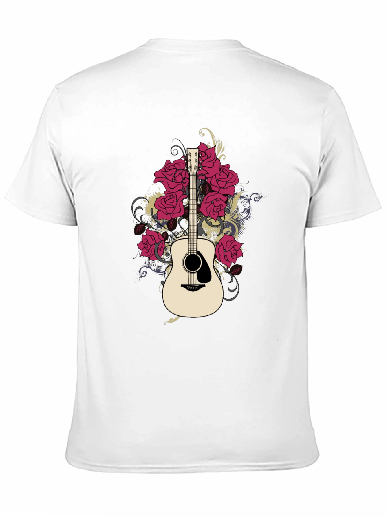 Guitar & Roses Graphic Black T-Shirt