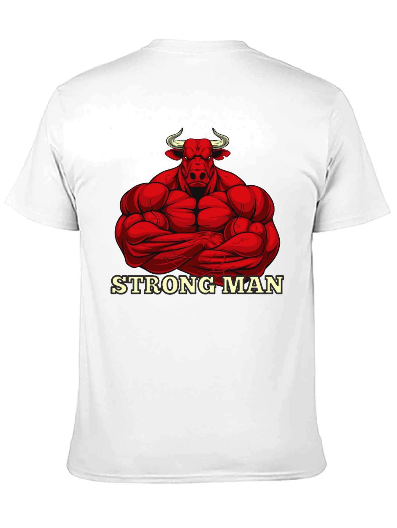 Strong Man Bull Graphic Black T-Shirt